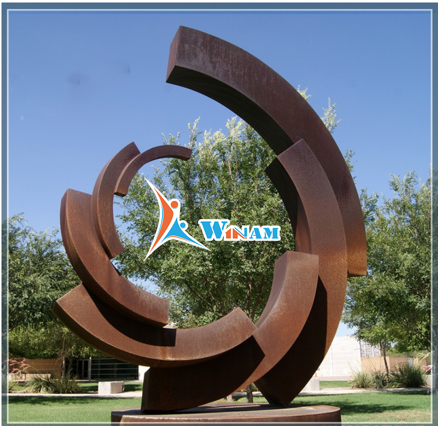 Large Abstract Metal Corten Steel Garden Sculpture