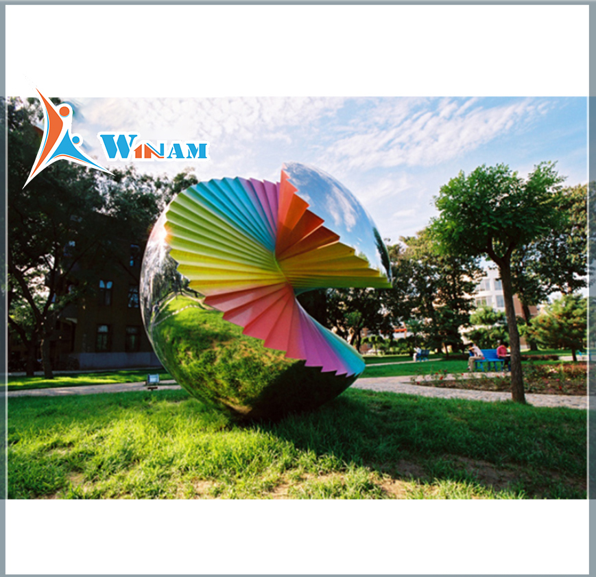 Modern colourful stainless steel large metal garden sculpture