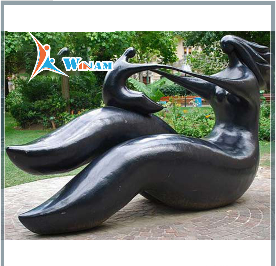 Happy metal abstract mother and child sculpture