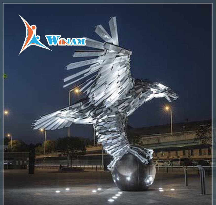 Plaza art decoration large metal eagle sculpture