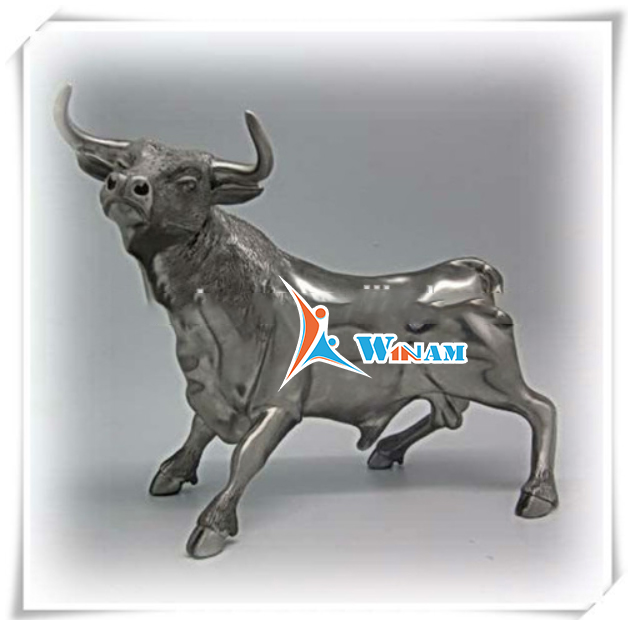 Vivid fierce cattle stainless steel animal sculpture for home decoration