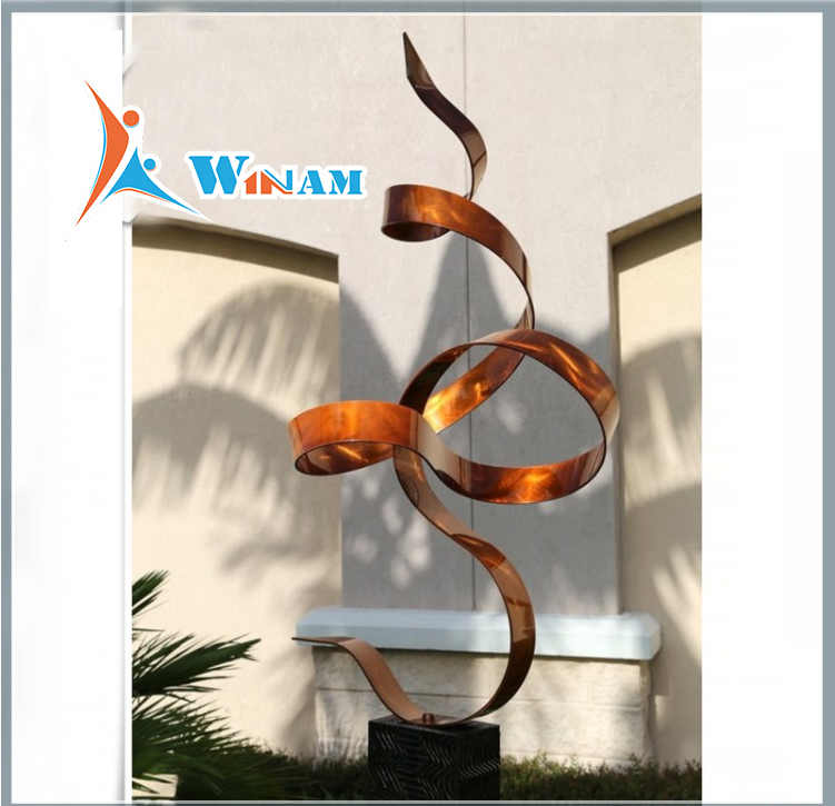Metal Ribbon Art Modern Stainless Steel Sculpture for Garden Decor