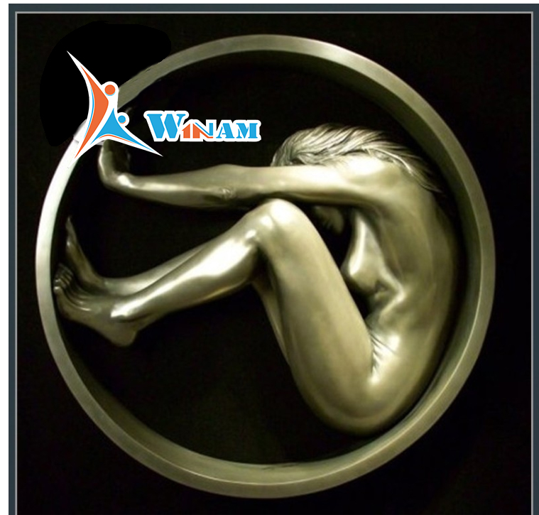 Naked Woman Sits in the Circle Brass Sculpture for Gallery