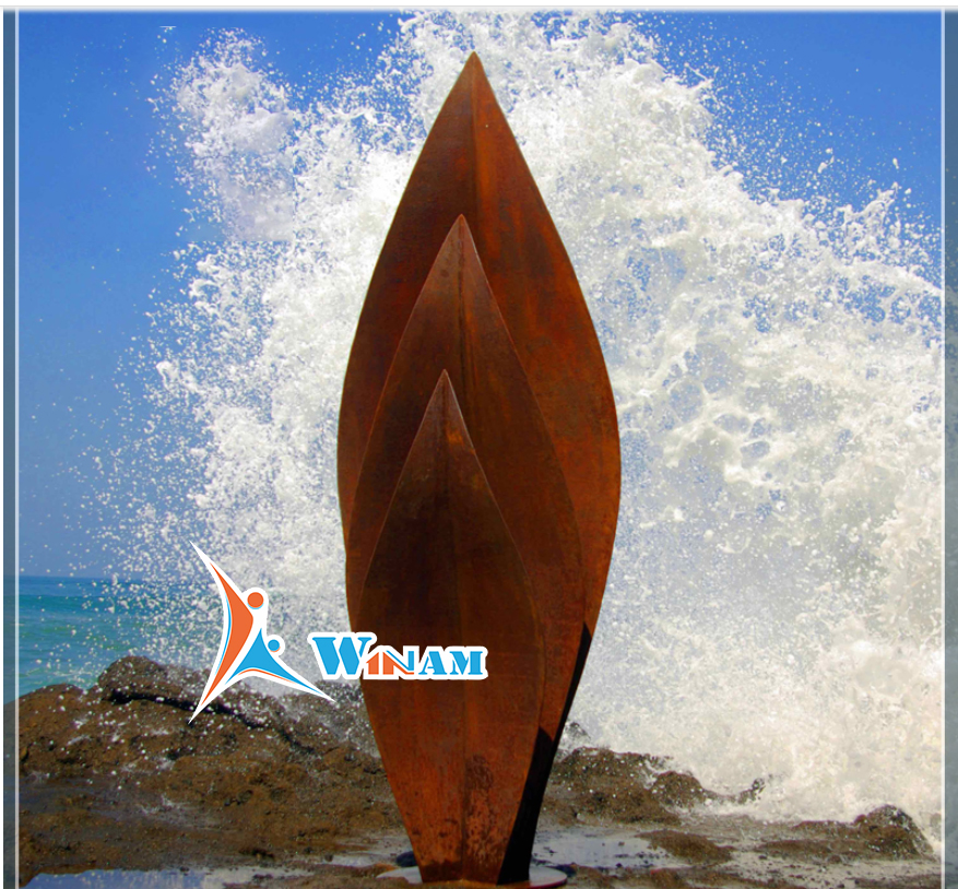 Corten Metal Rusty Leaf Garden Sculpture For Decoration