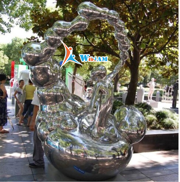 Stainless steel abstract human sculpture