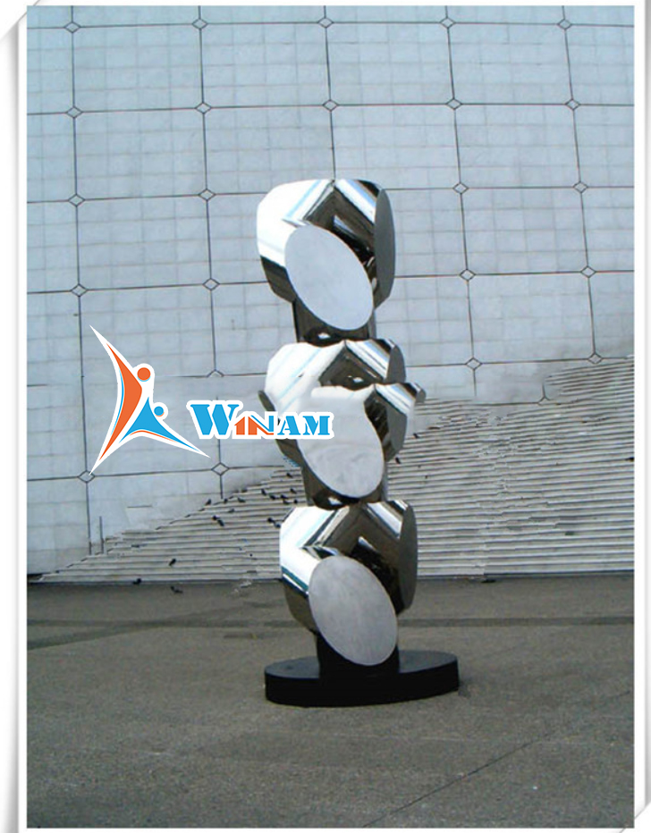 New Products Stainless Steel Abstract Mirror Pillar Shape Sculpture