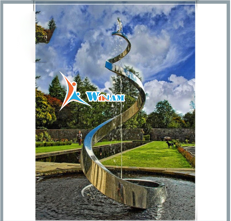 Spiral Shape Outdoor Modern Garden Metal Fountain