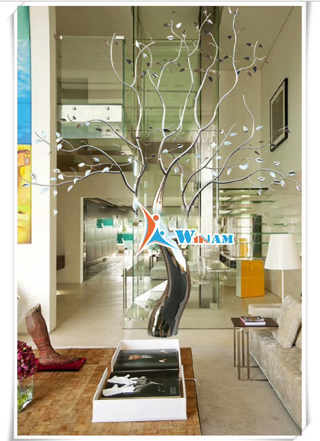 Exquisite indoor stainless steel tree sculpture for decor