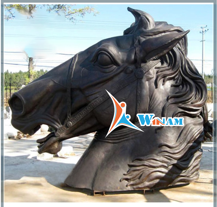 Outdoor Metal Art Antique Bronze Horse Head Sculpture