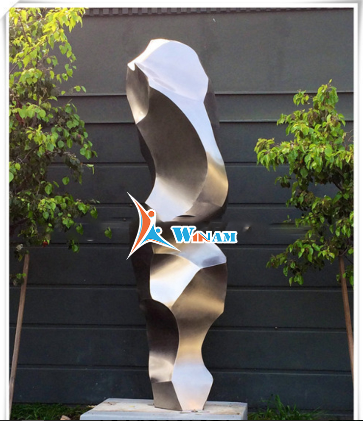 Contemporary Garden Art Decor Stainless Steel Abstract Pillar Sculpture