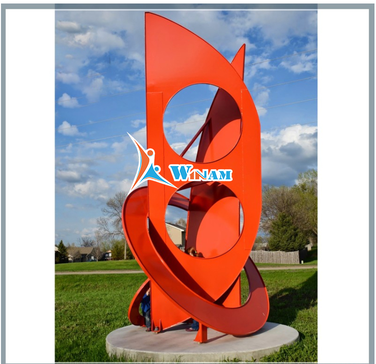 Urban Decor Large Red Painted Outdoor Metal Sculpture