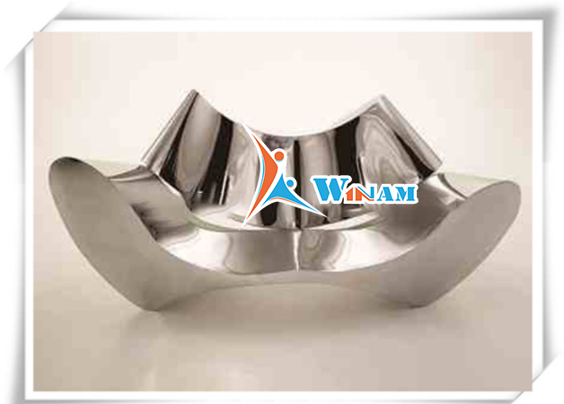 Mirror polished crooked chair stainless steel sculpture for home decor