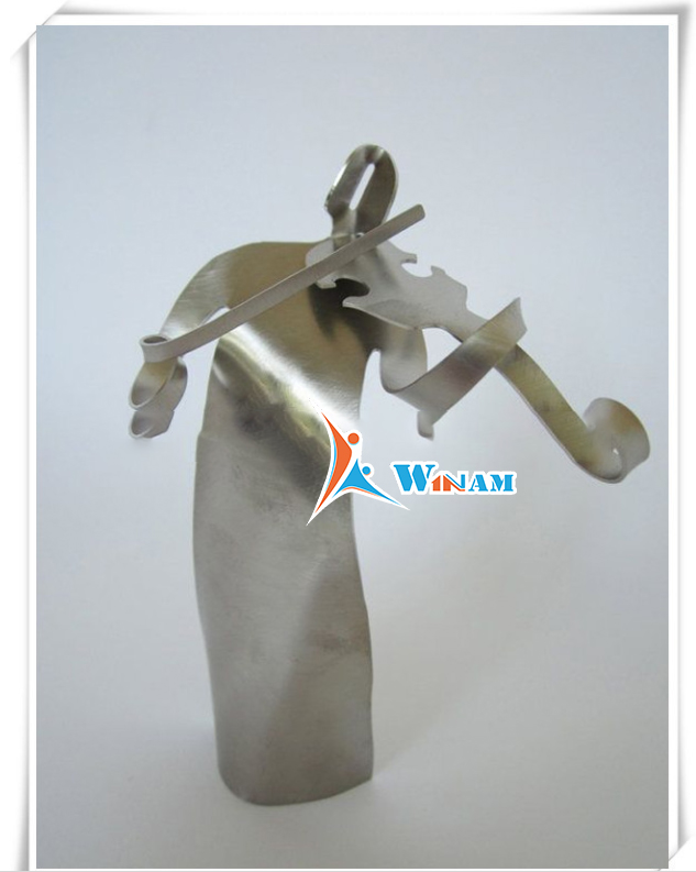 Modern art man playing violin stainless steel sculpture