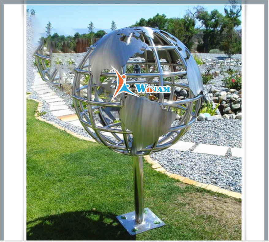 Garden Art Decor Large Metal Sculptures Hollow Steel Sphere Globe