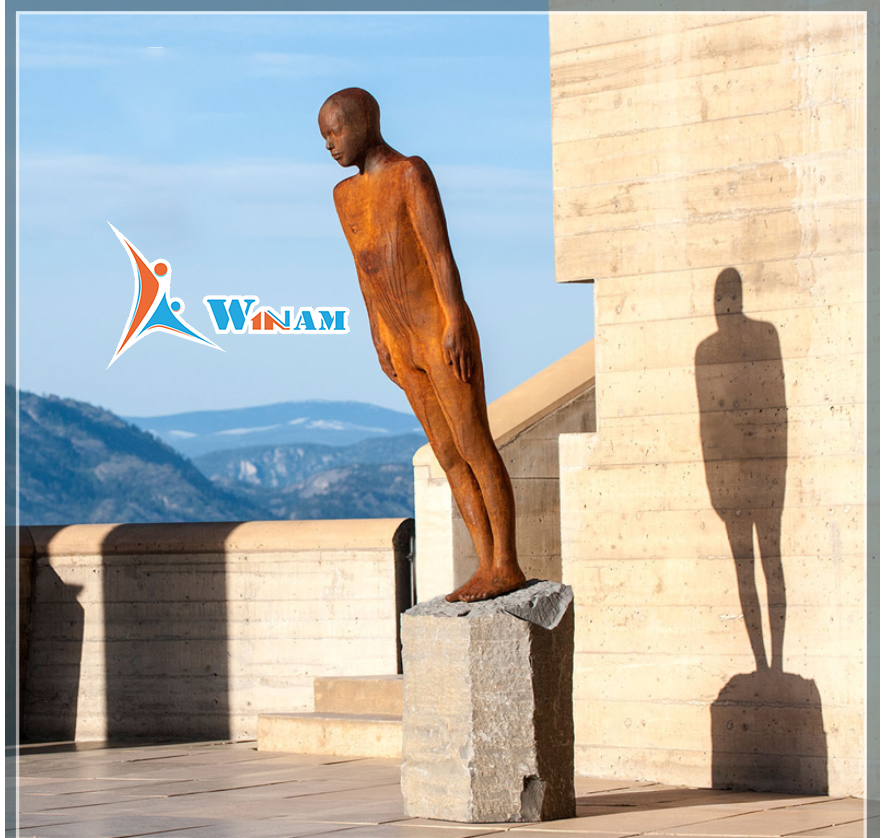 Corten art designs life size naked man statue