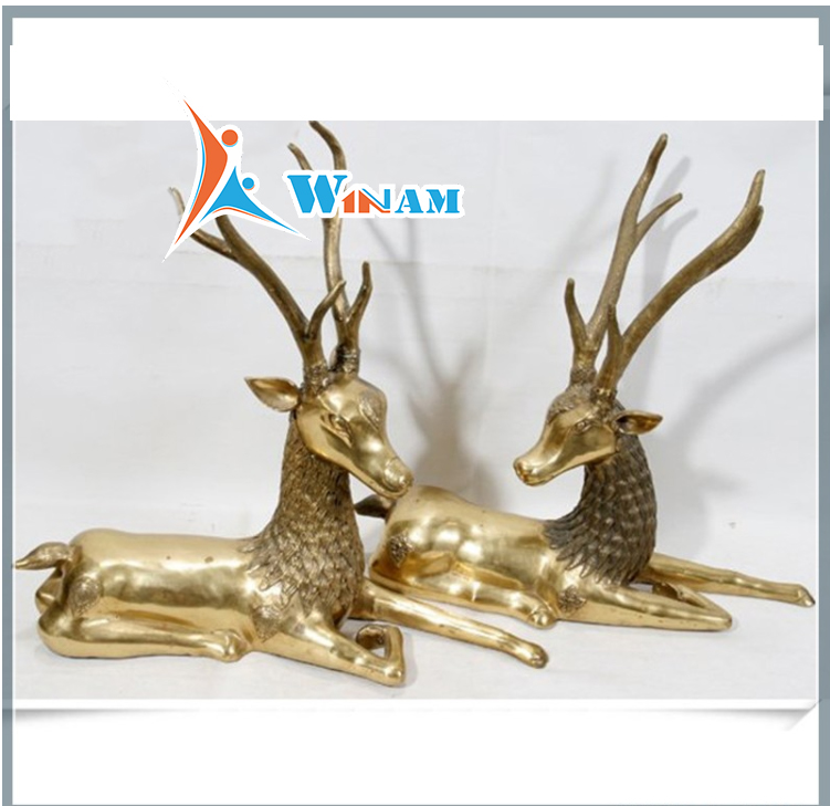 Life-size bronze deer garden statues