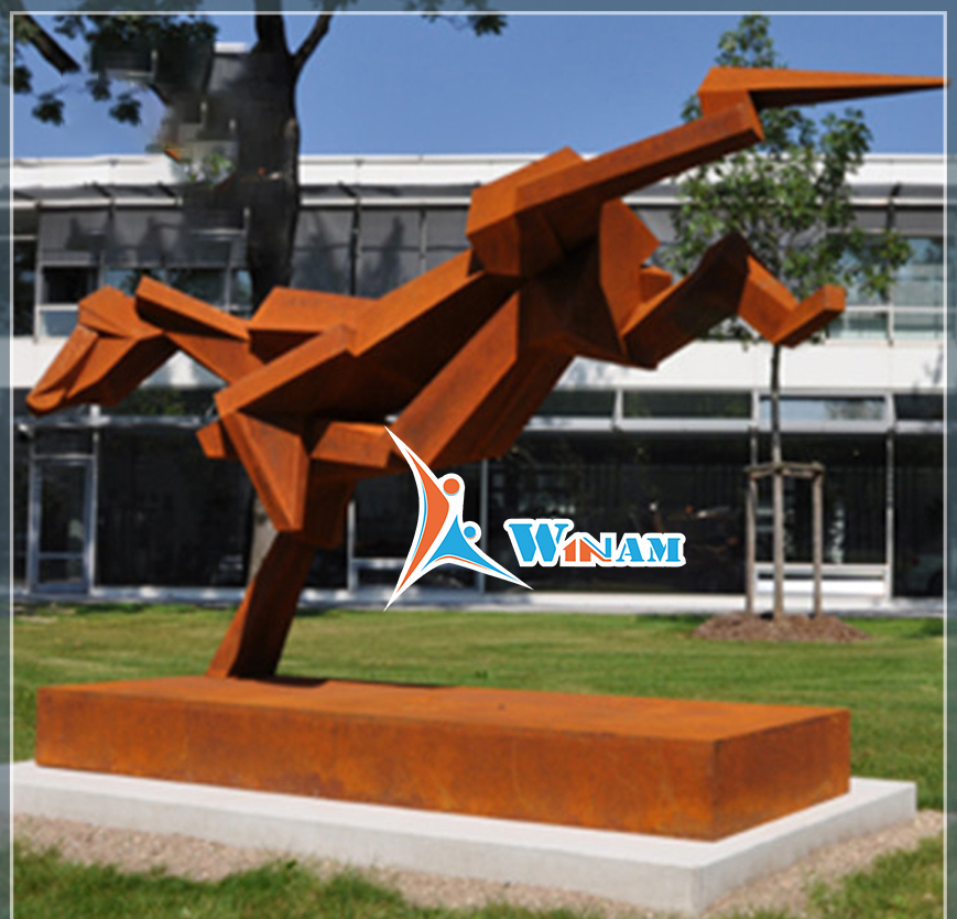 Outdoor Corten Steel Abstract Horse Sculpture