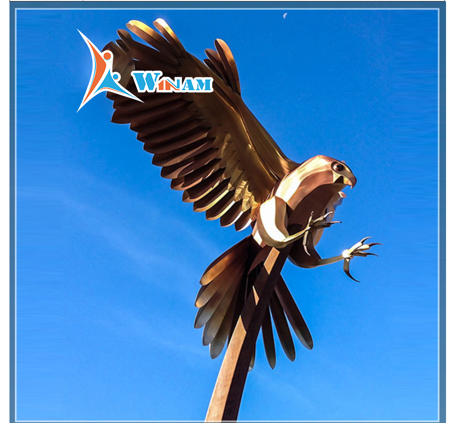 Large outdoor corten steel life size eagles statues