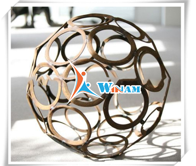 Unique art city souvenirs corten steel sphere sculpture