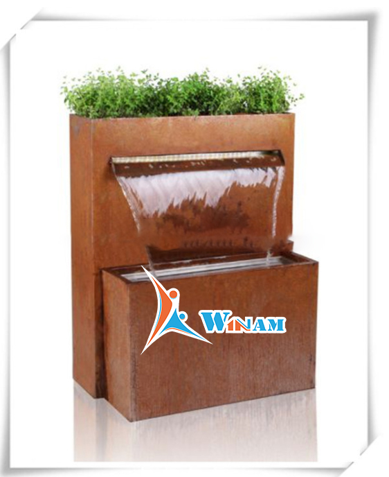 New design square rustic corten steel metal fountain planter