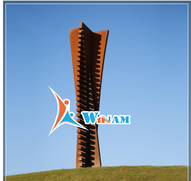 Modern City Statue Corten Steel Ladder Shape Outdoor Sculpture