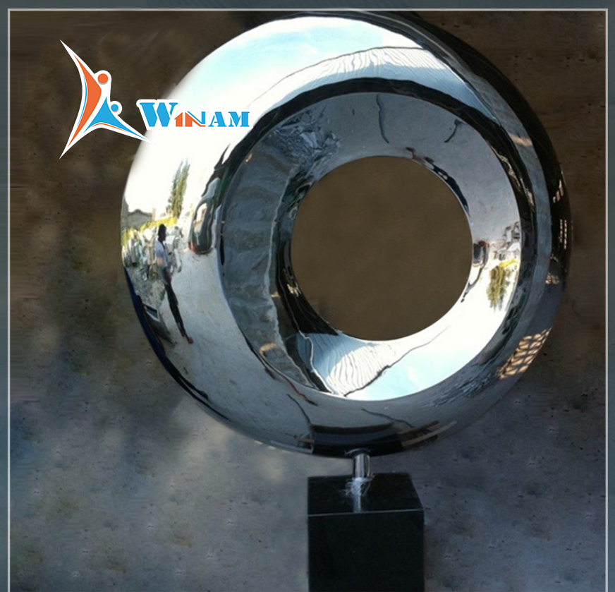 Circle Shape Modern Stainless Steel Polished Sculpture