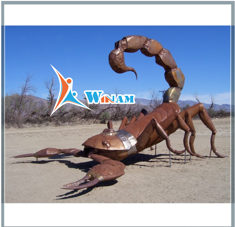 Large vivid corten steel animal scorpion sculpture for outdoor decor