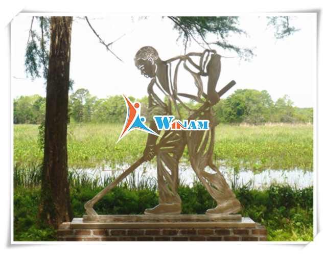 Contemporary art metal brushed stainless steel figure sculpture