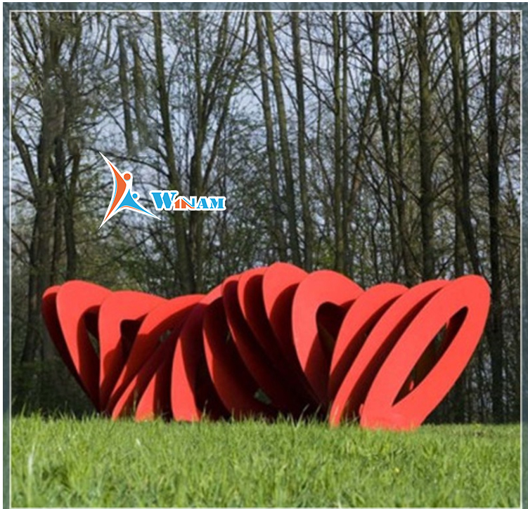 Large painted abstract public outdoor sculpture