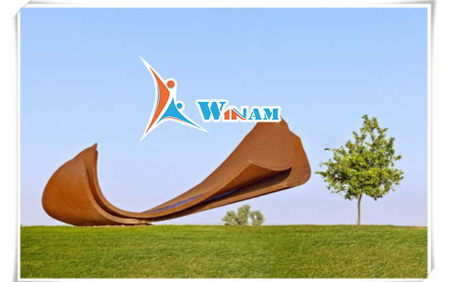 Large City Rusty Steel Outdoor Sculpture J Shape