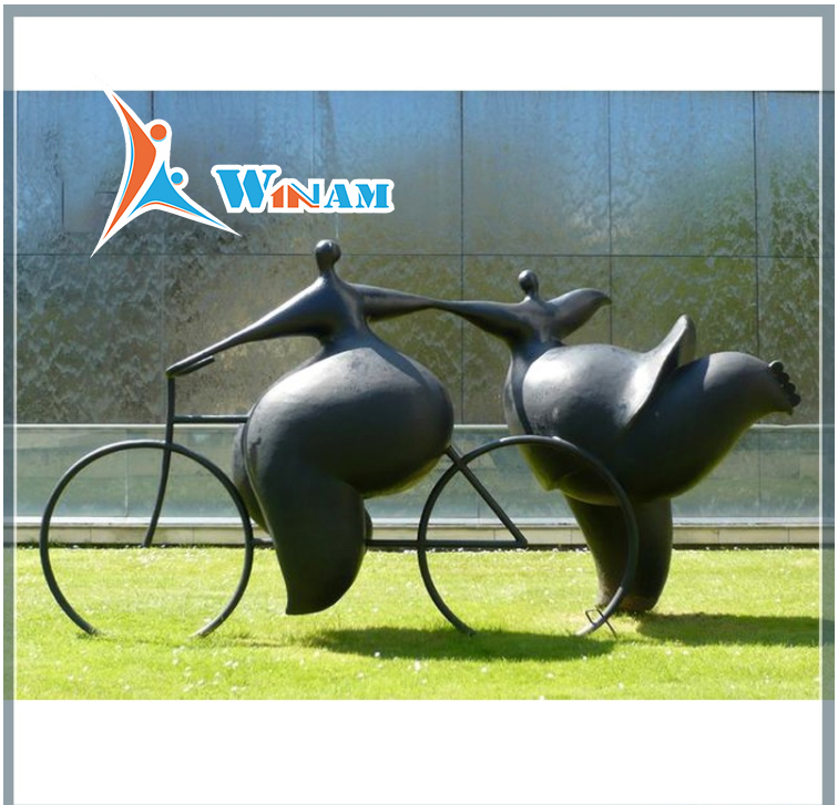 Garden art design outdoor decoration bronze bicycle sculpture
