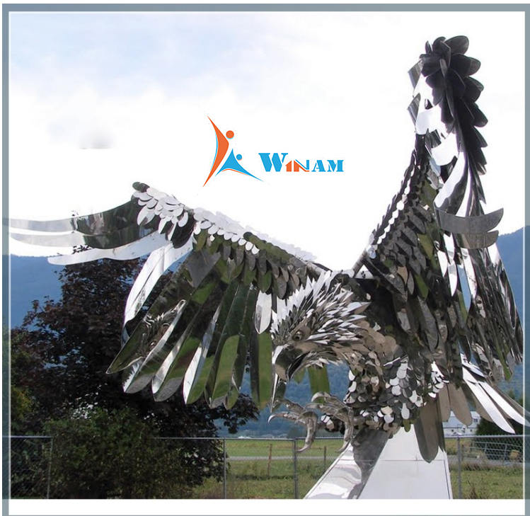 Stainless steel animal eagle sculptures