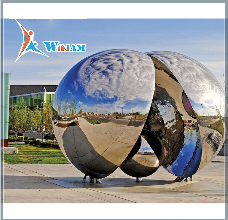 Large modern stainless steel sphere sculpture