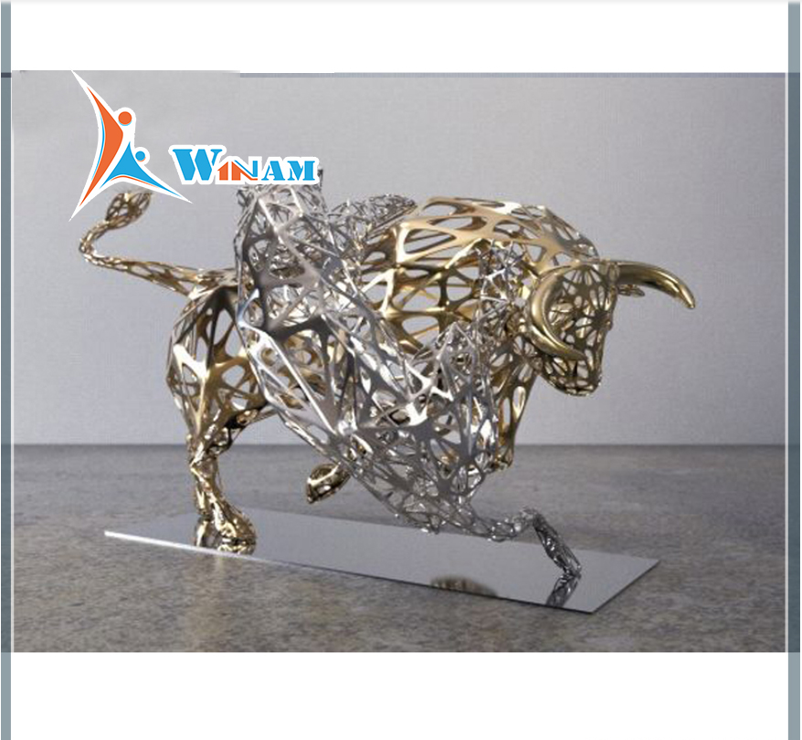 Stainless Steel Hollow Tiger And Bull Sculpture