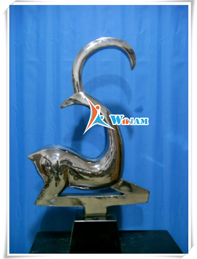 Modern abstract animal polished stainless steel home decor sculpture