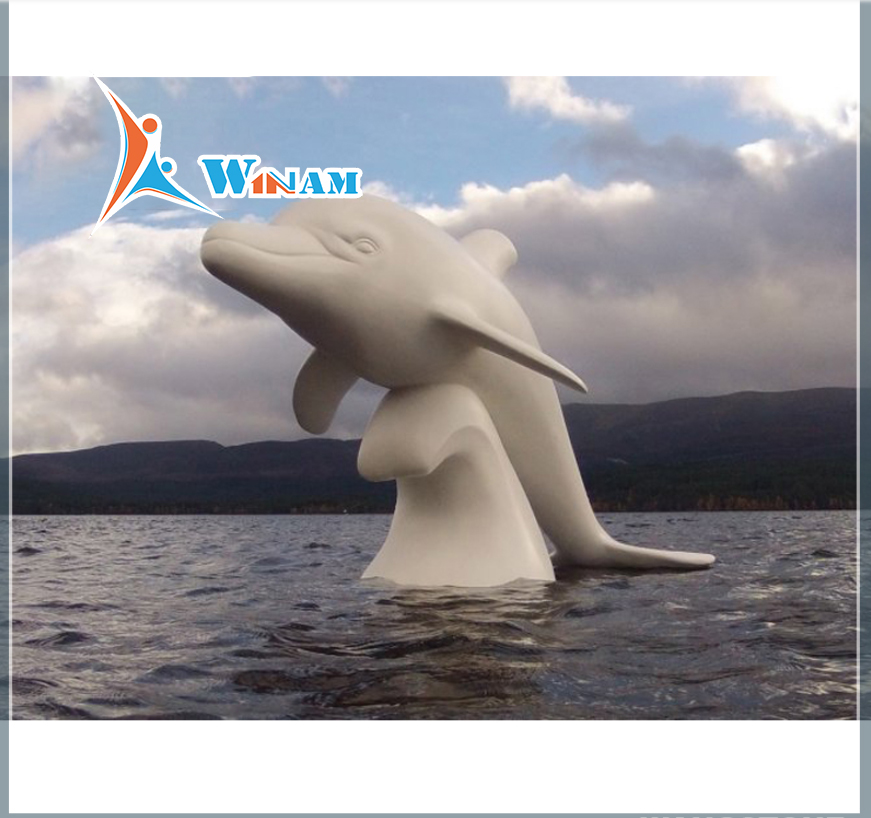 White stainless steel dolphin outdoor statues
