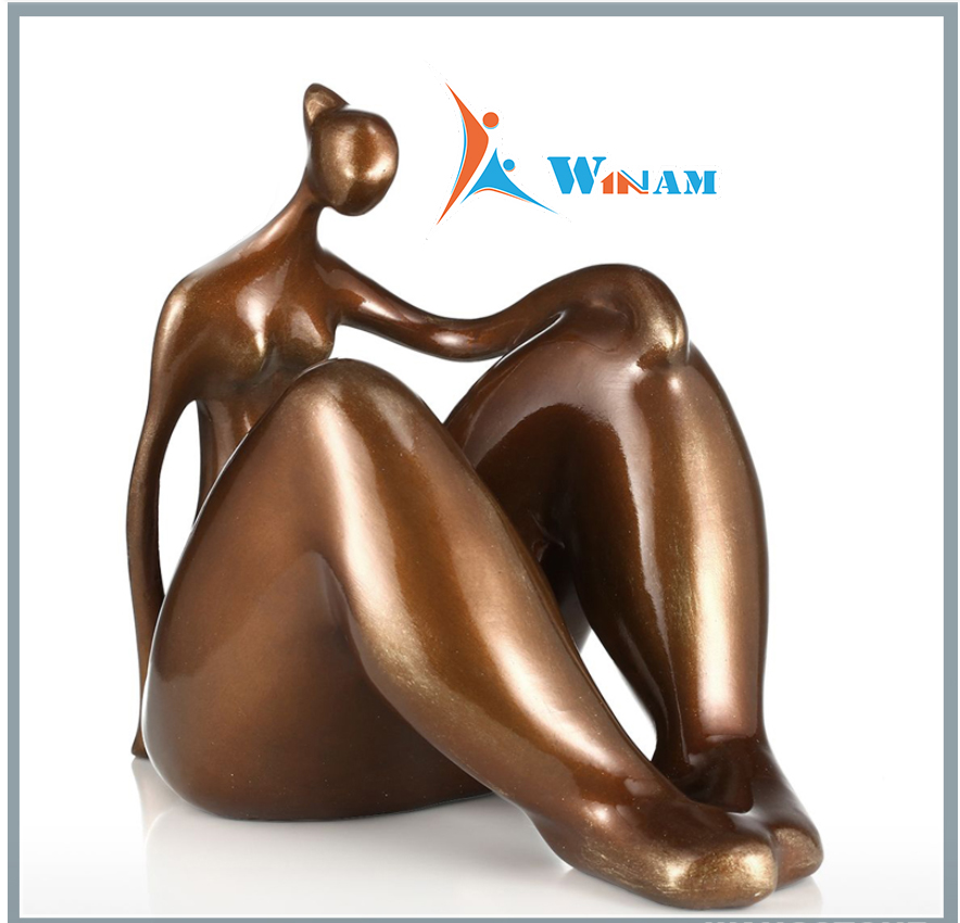 Modern elegant bronze fat lady art sculpture