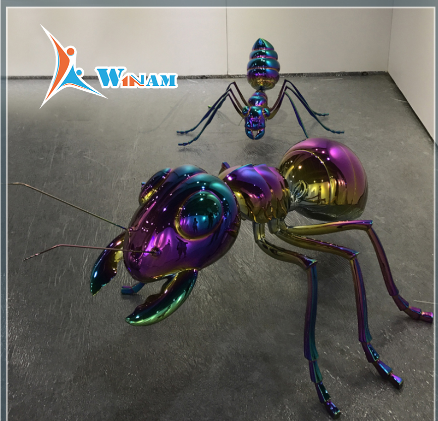 Stainless steel indoor ant sculpture