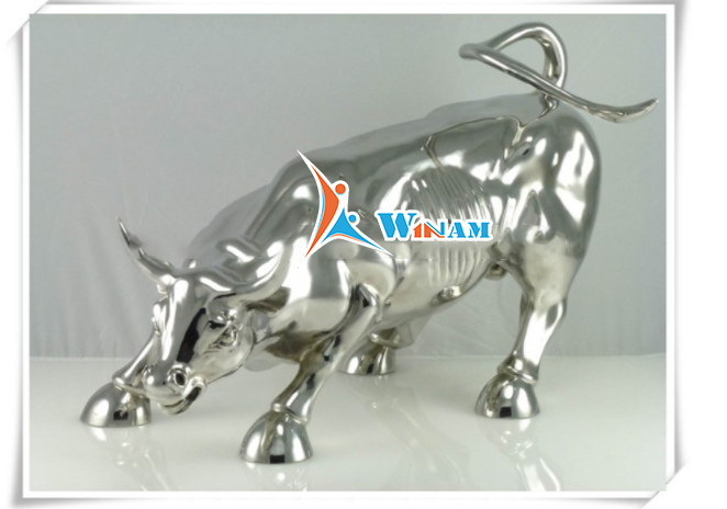 Large Wall Street Stainless Steel Bull Sculpture