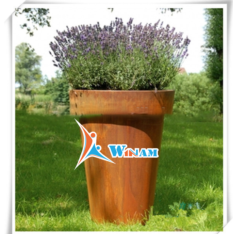 Corten steel Round Flower Pot