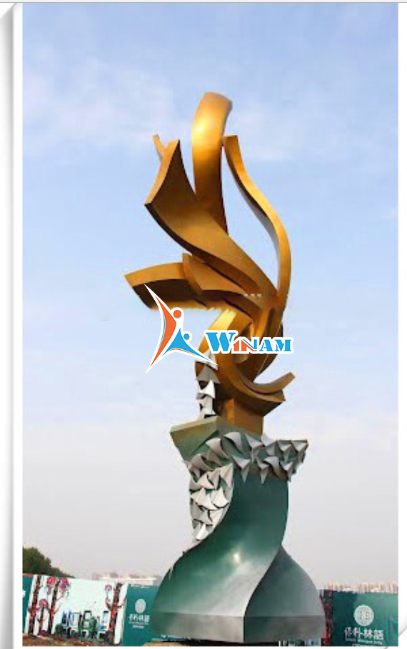 Large Stainless Steel Golded Wind Sculpture Outdoor Decoration