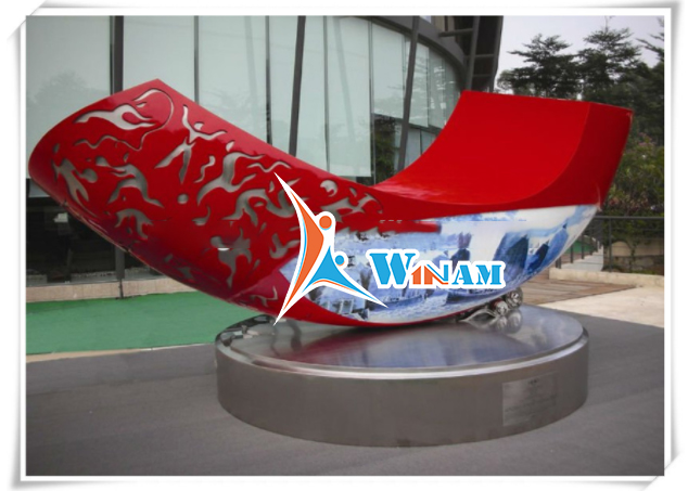 Modern feature metal boat sailing stainless steel statue