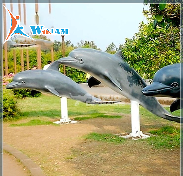 Outdoor dolphin garden stainless steel sculpture