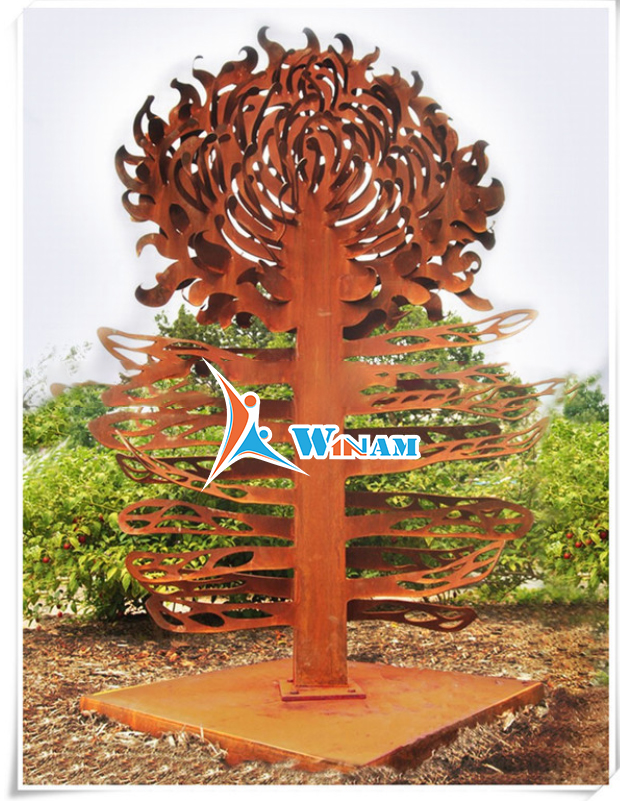 Hot China home decor plant carved corten steel daisy artificial flower sculpture