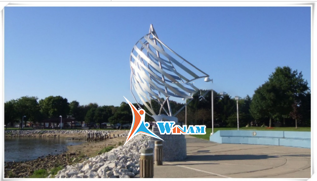 Seaside Landscape Design Stainless Steel Sailing Ship Sculpture