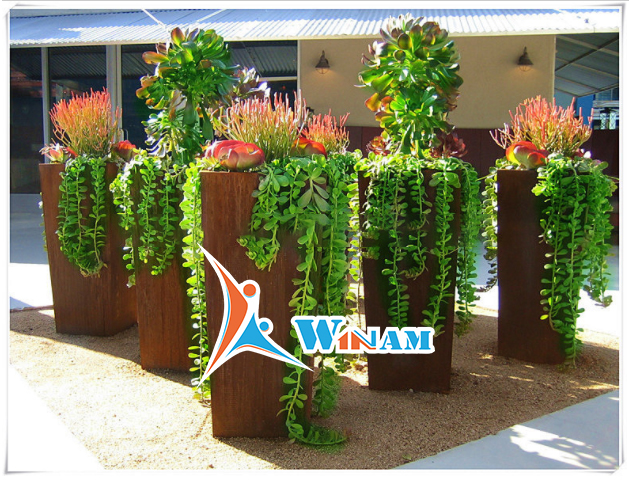 New product christmas corten steel large outdoor sculpture flower pot