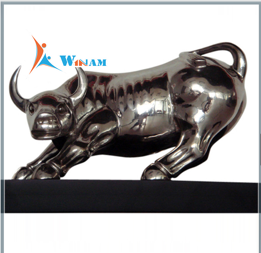 Painted Stainless Steel Outdoor Bull Animal Sculpture