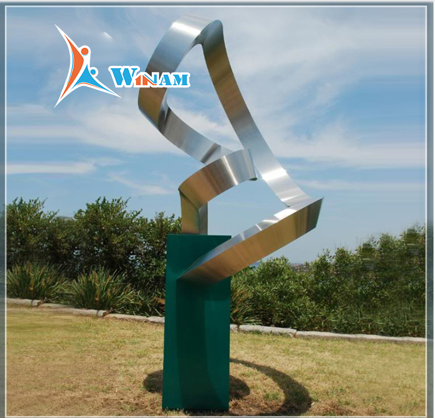 Stainless steel abstract matt sculpture