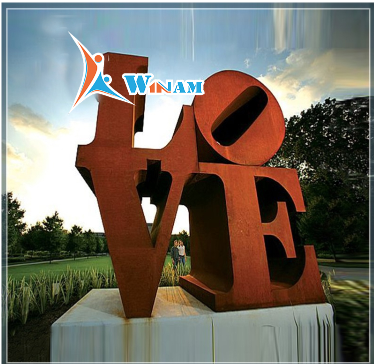 Modern city decoration corten steel love letters sculpture