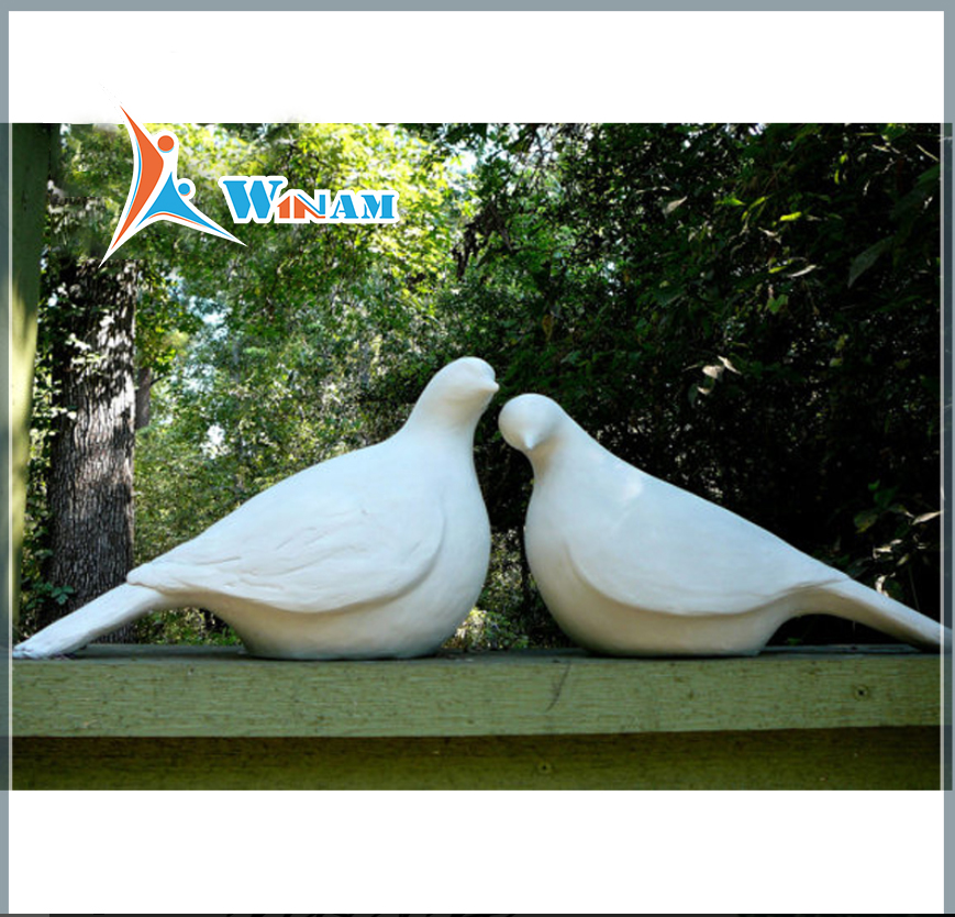 Painting white stainless steel large size animal dove sculptures